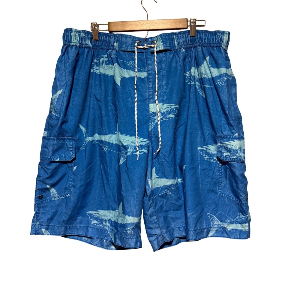 The Foundry Supply Co Mens Swim Trunks 2XL Sharks Summer Beach Vacation‎ Cargo